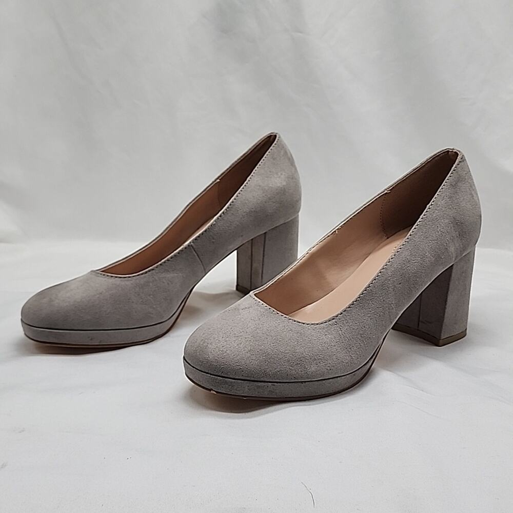 BANDOLINO STYLE COOLER BLOCK HEEL PUMP LIGHT GREY ALMOND-TOE LADIES 8.5 NWOB STW